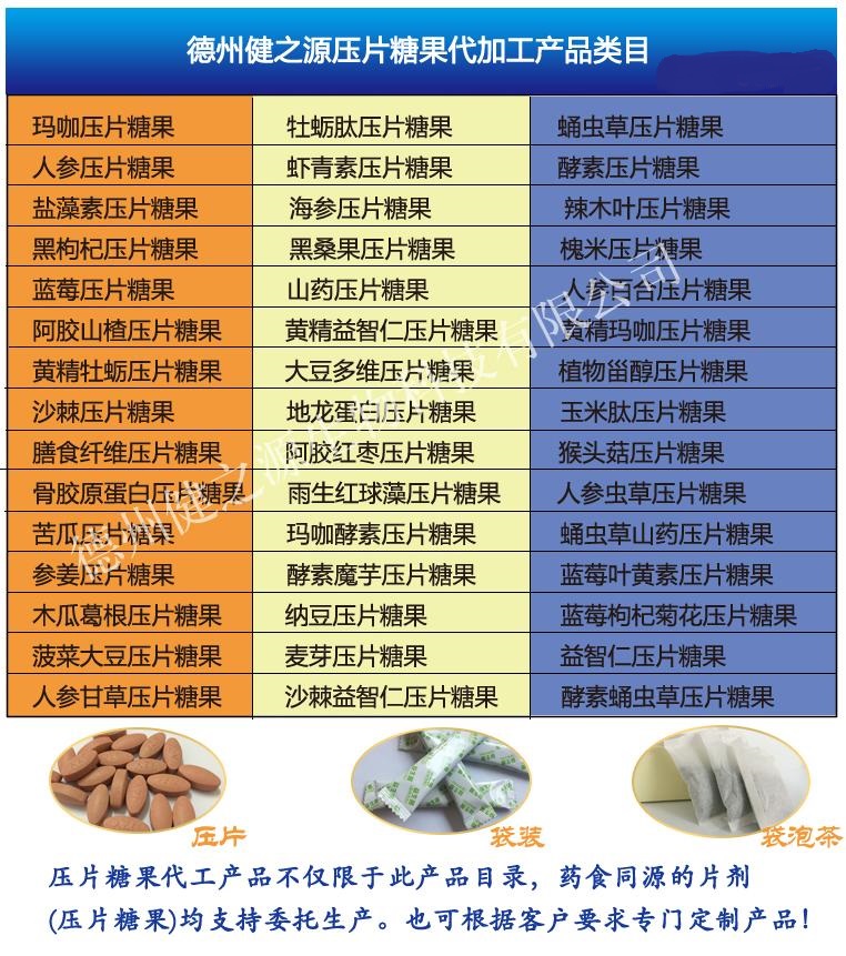 壓片糖果 固體飲料 OEM 代加工 生產(chǎn) 企業(yè) 廠家 德州健之源